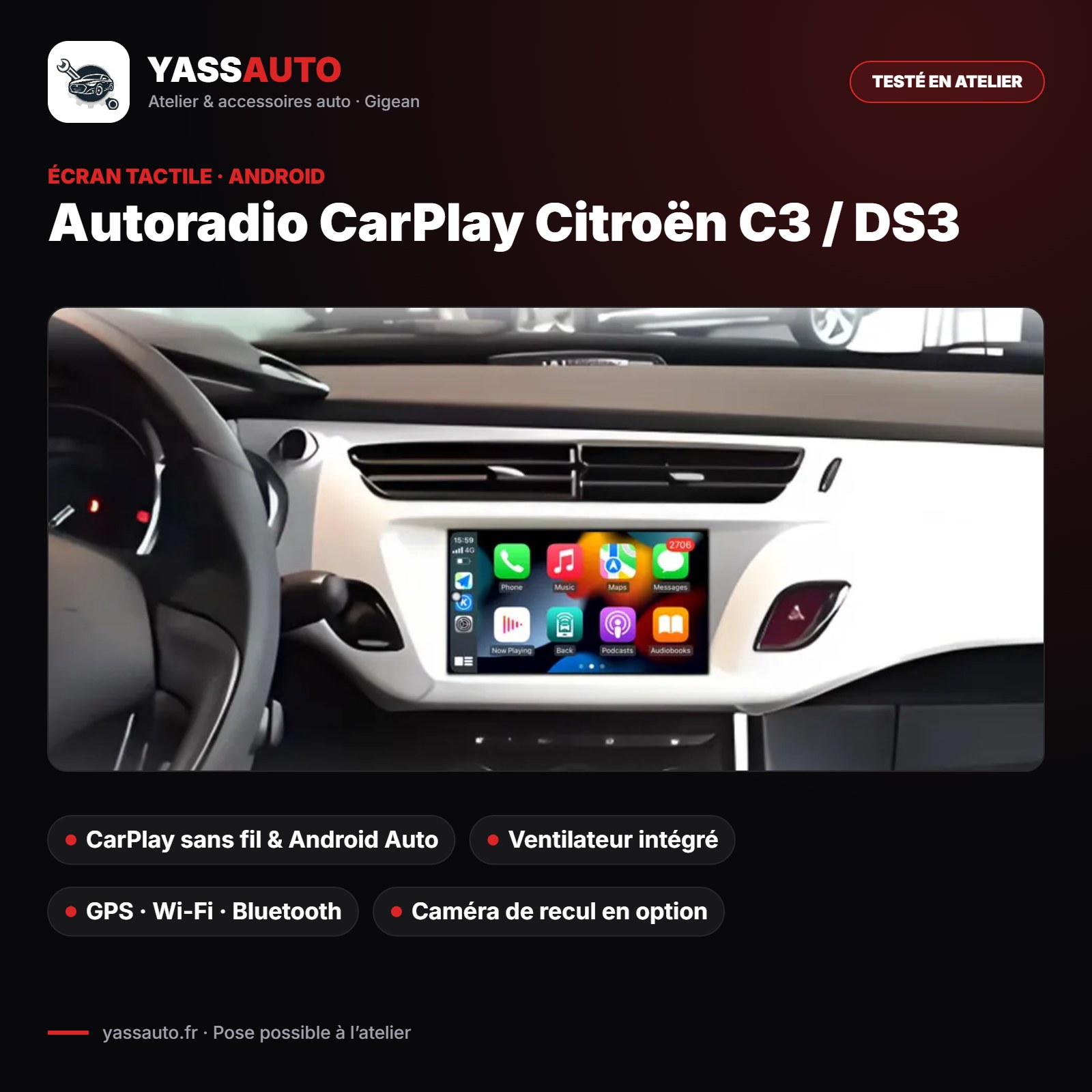 Autoradio CarPlay Citroën C3 / DS3