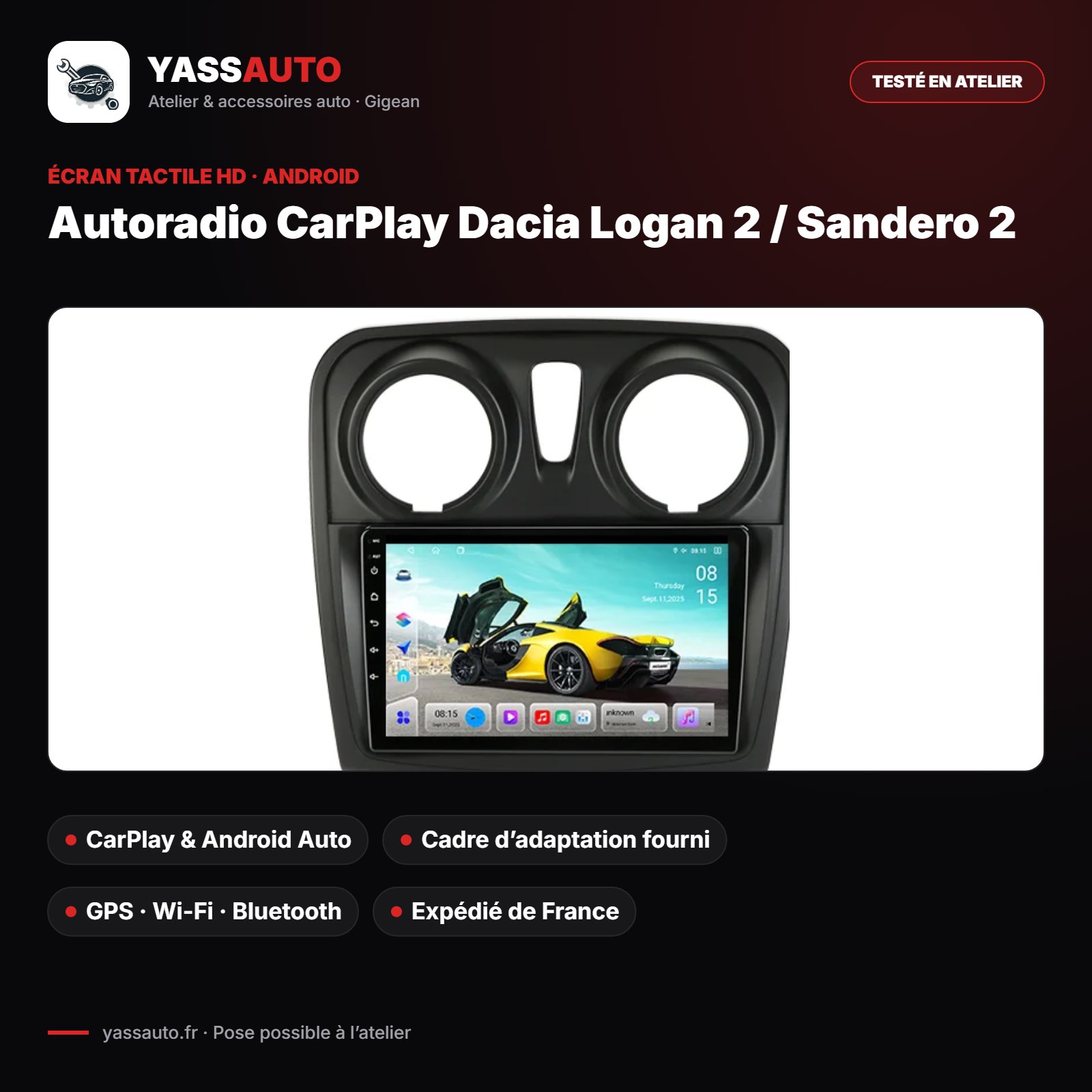 Autoradio CarPlay Dacia Logan 2 / Sandero 2
