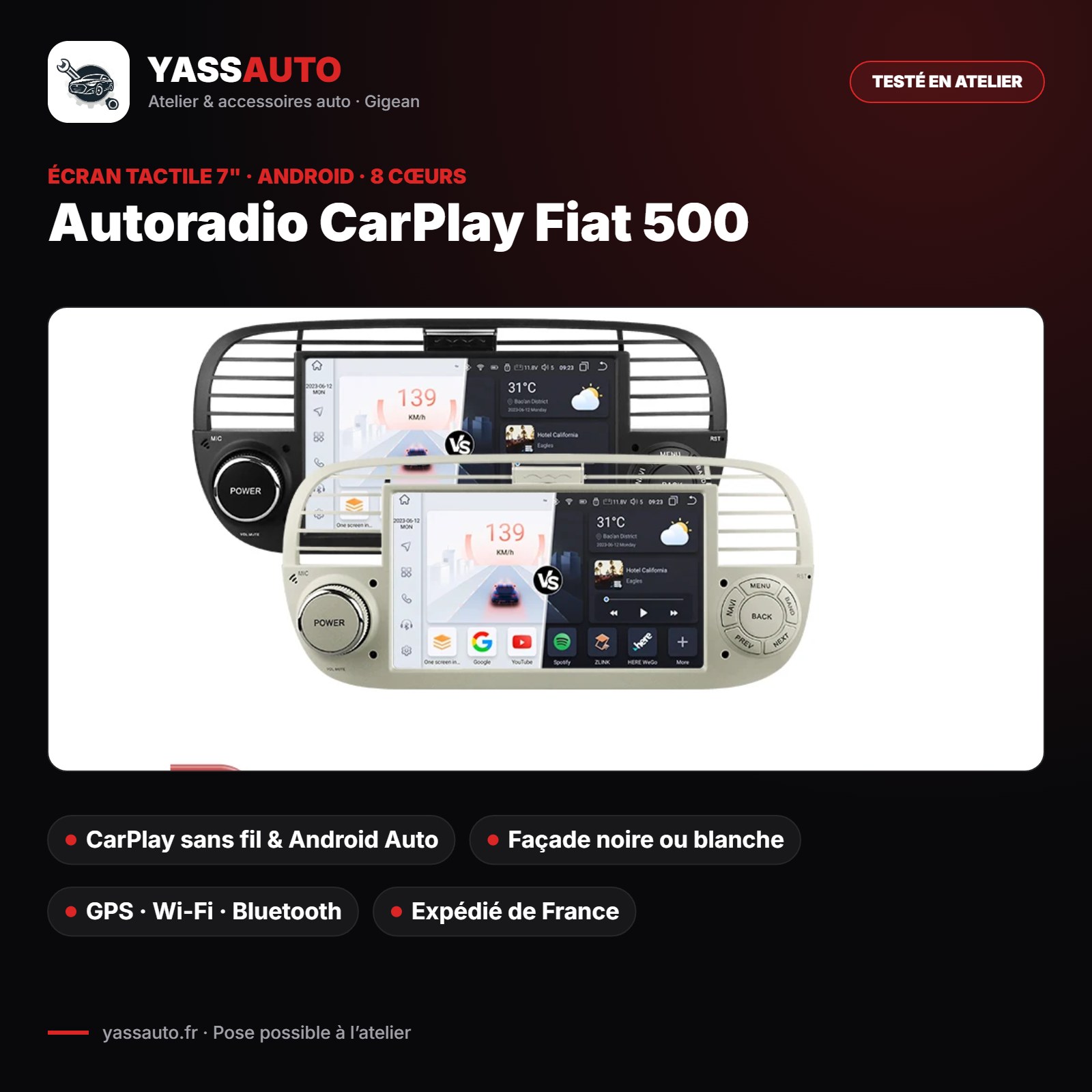 Autoradio CarPlay Fiat 500