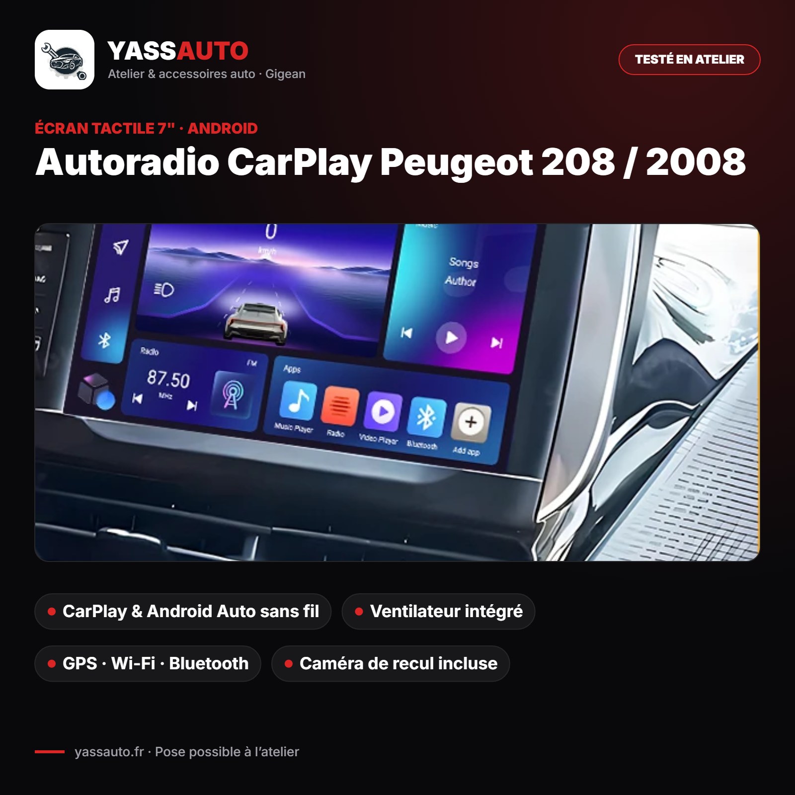 Autoradio CarPlay Peugeot 208 / 2008