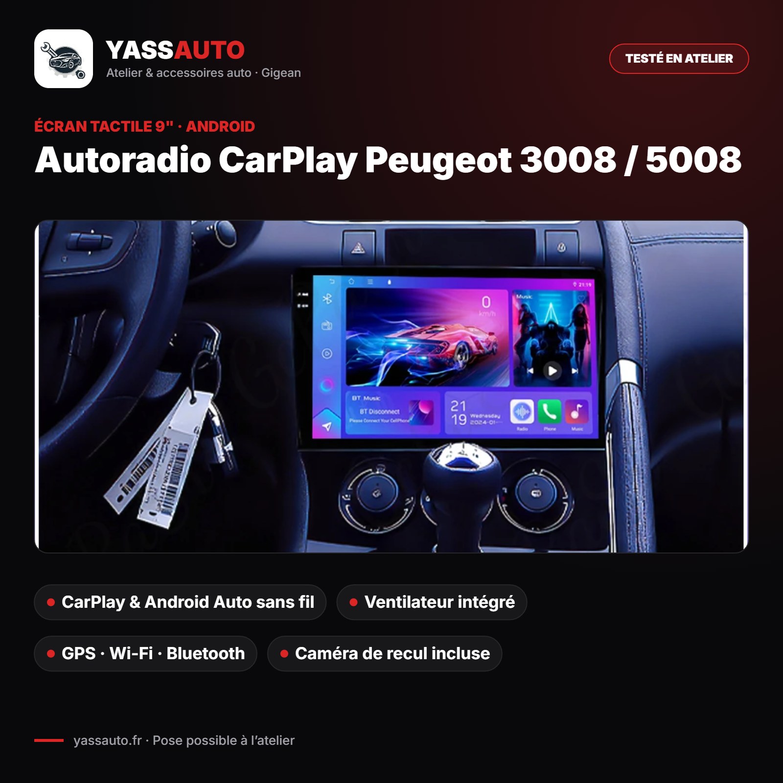 Autoradio CarPlay Peugeot 3008 / 5008
