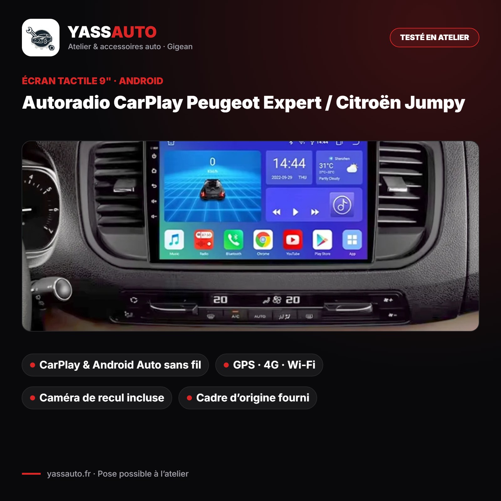 Autoradio CarPlay Peugeot Expert / Citroën Jumpy