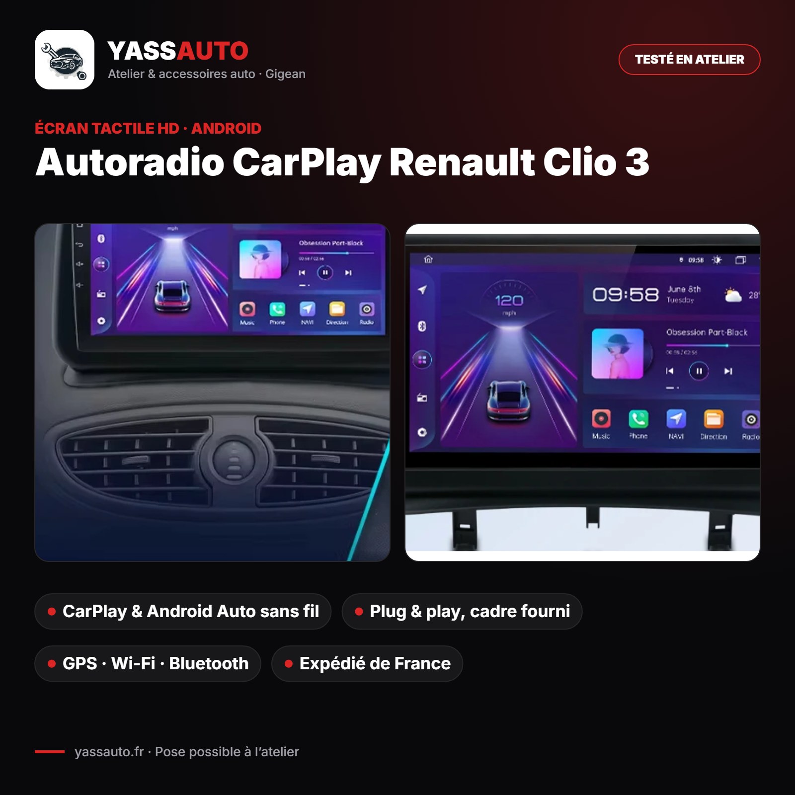 Autoradio CarPlay Renault Clio 3