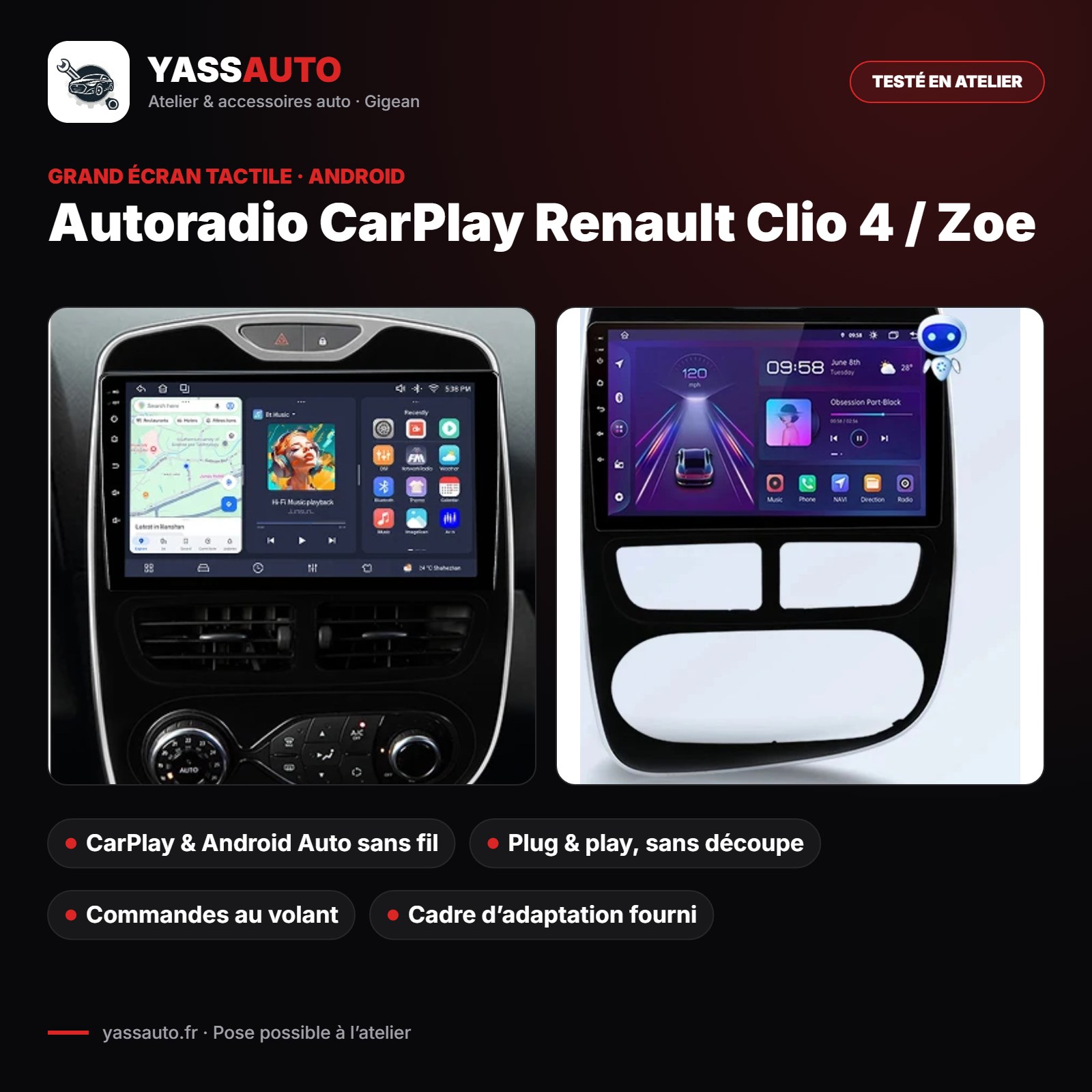 Autoradio CarPlay Renault Clio 4 / Zoe