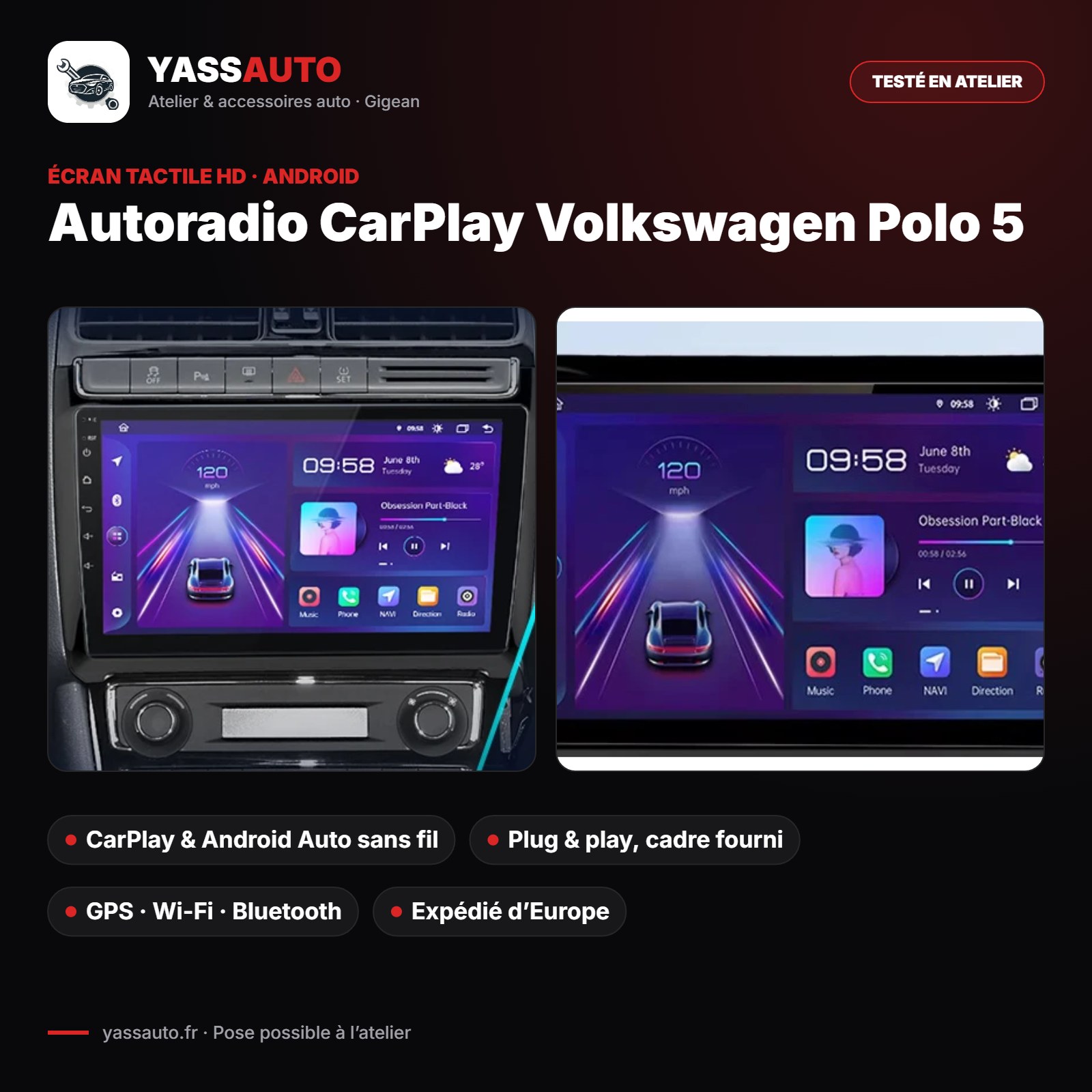 Autoradio CarPlay Volkswagen Polo 5