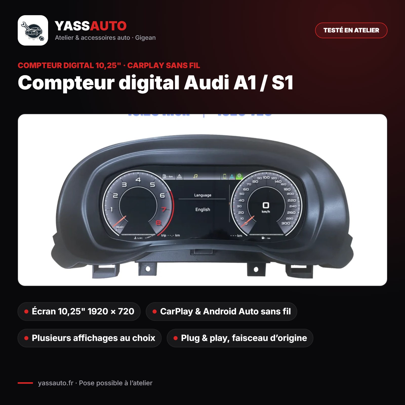 Compteur digital Audi A1 / S1