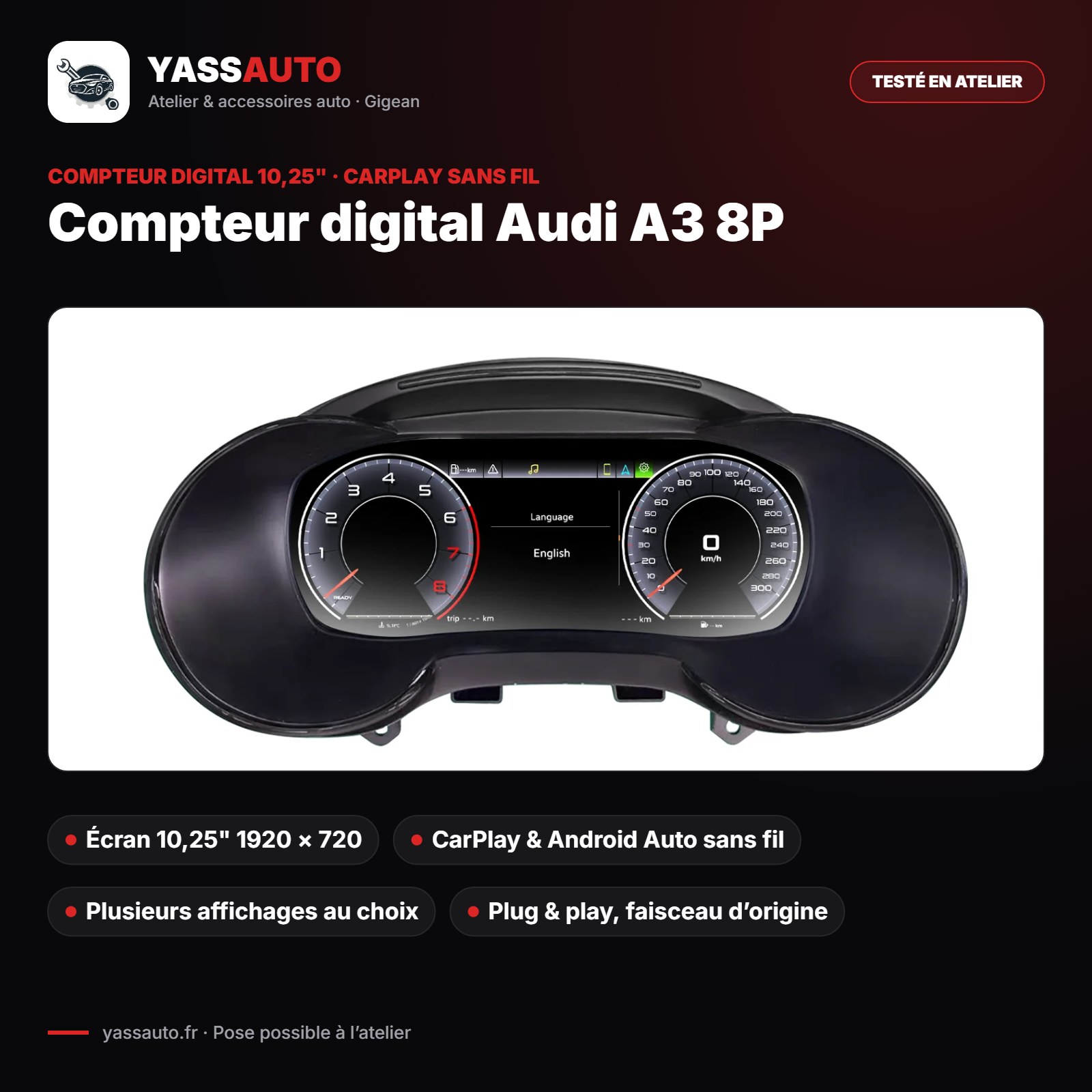 Compteur digital Audi A3 8P