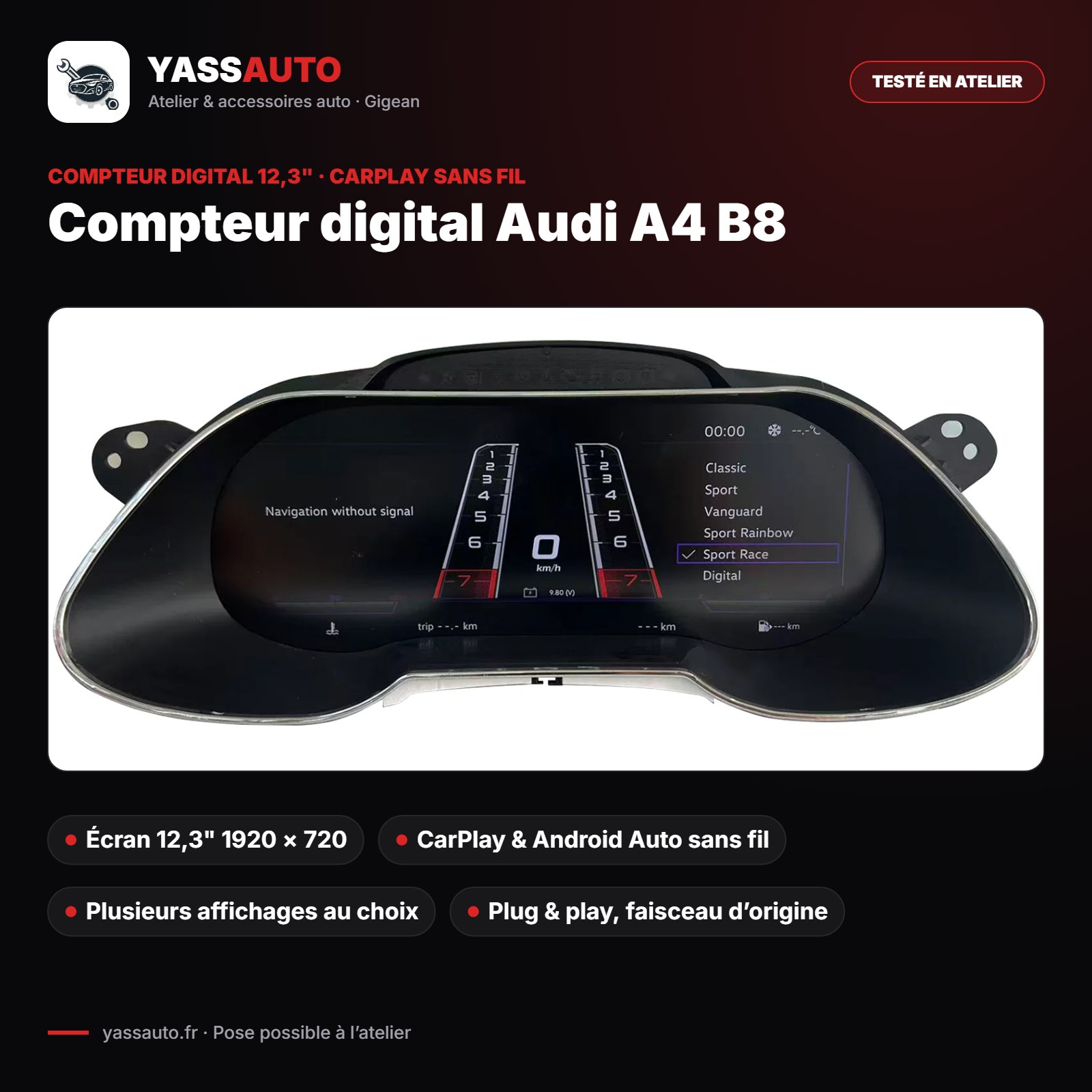 Compteur digital Audi A4 B8
