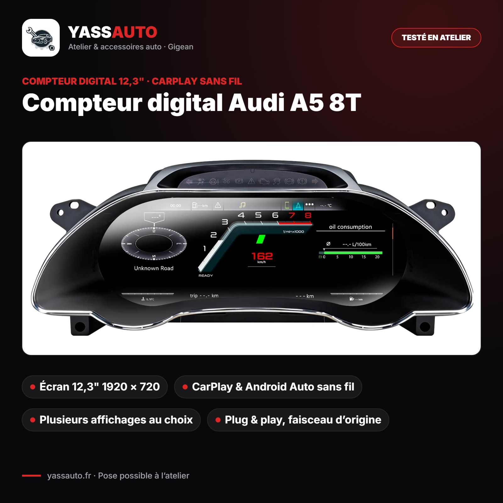 Compteur digital Audi A5 8T