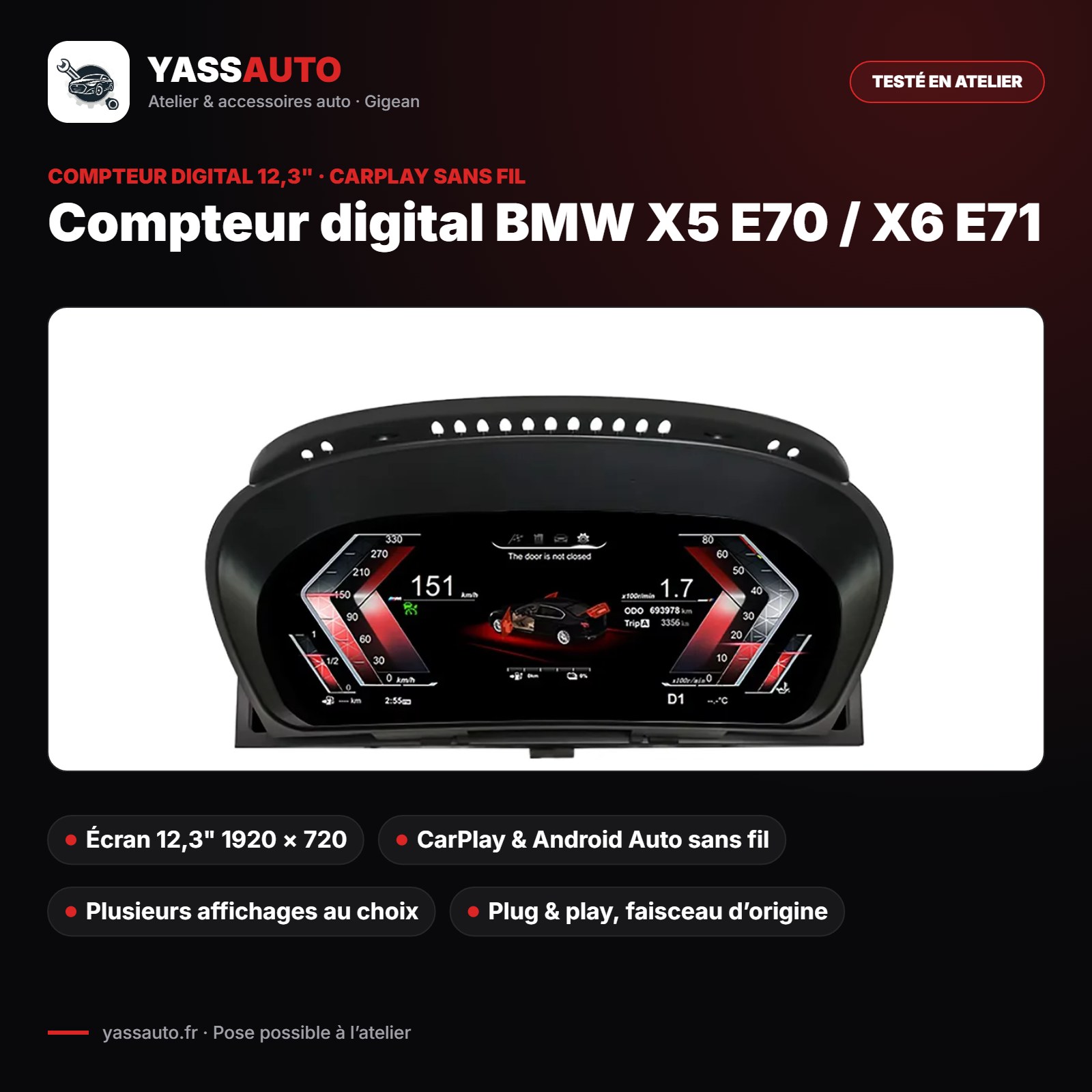 Compteur digital BMW X5 E70 / X6 E71