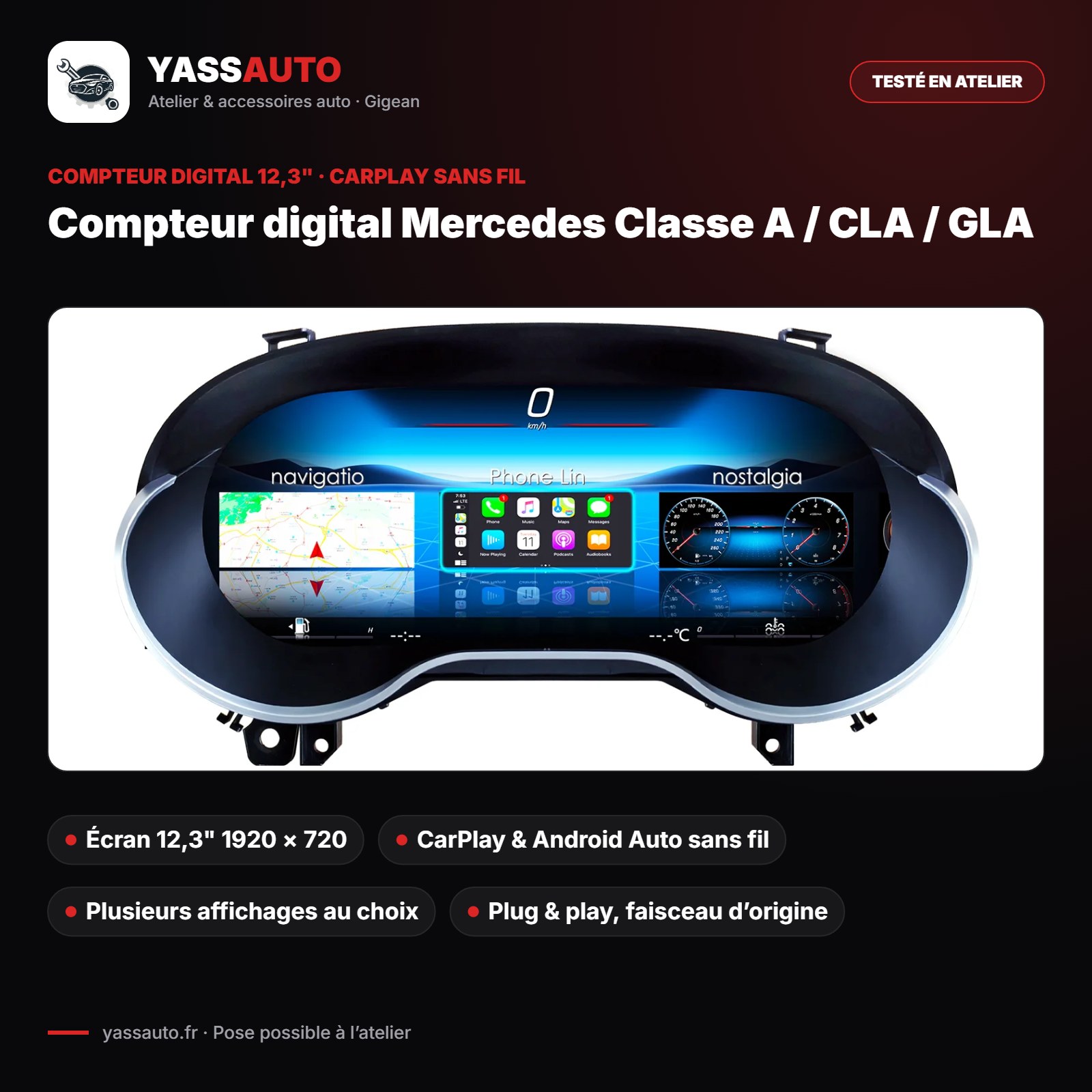 Compteur digital Mercedes Classe A / CLA / GLA