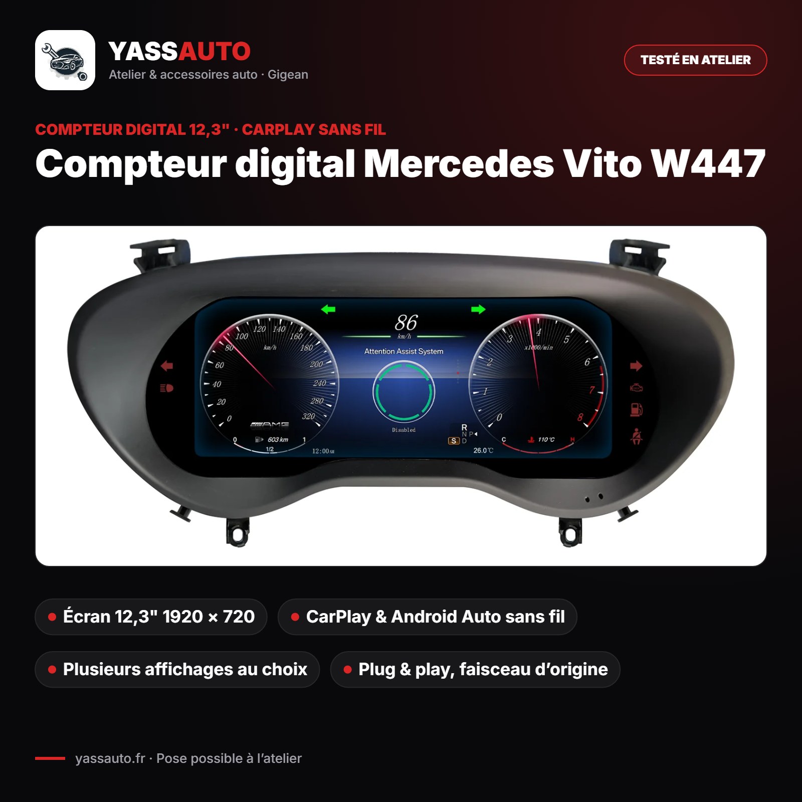 Compteur digital Mercedes Vito W447