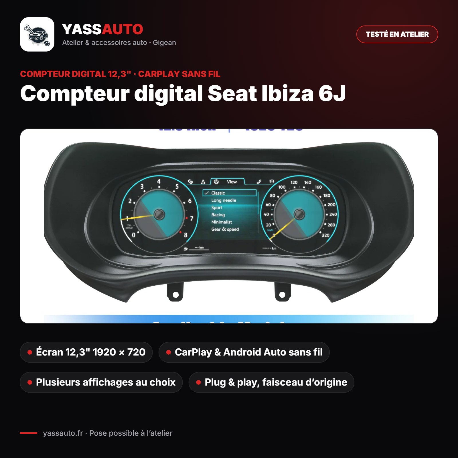 Compteur digital Seat Ibiza 6J