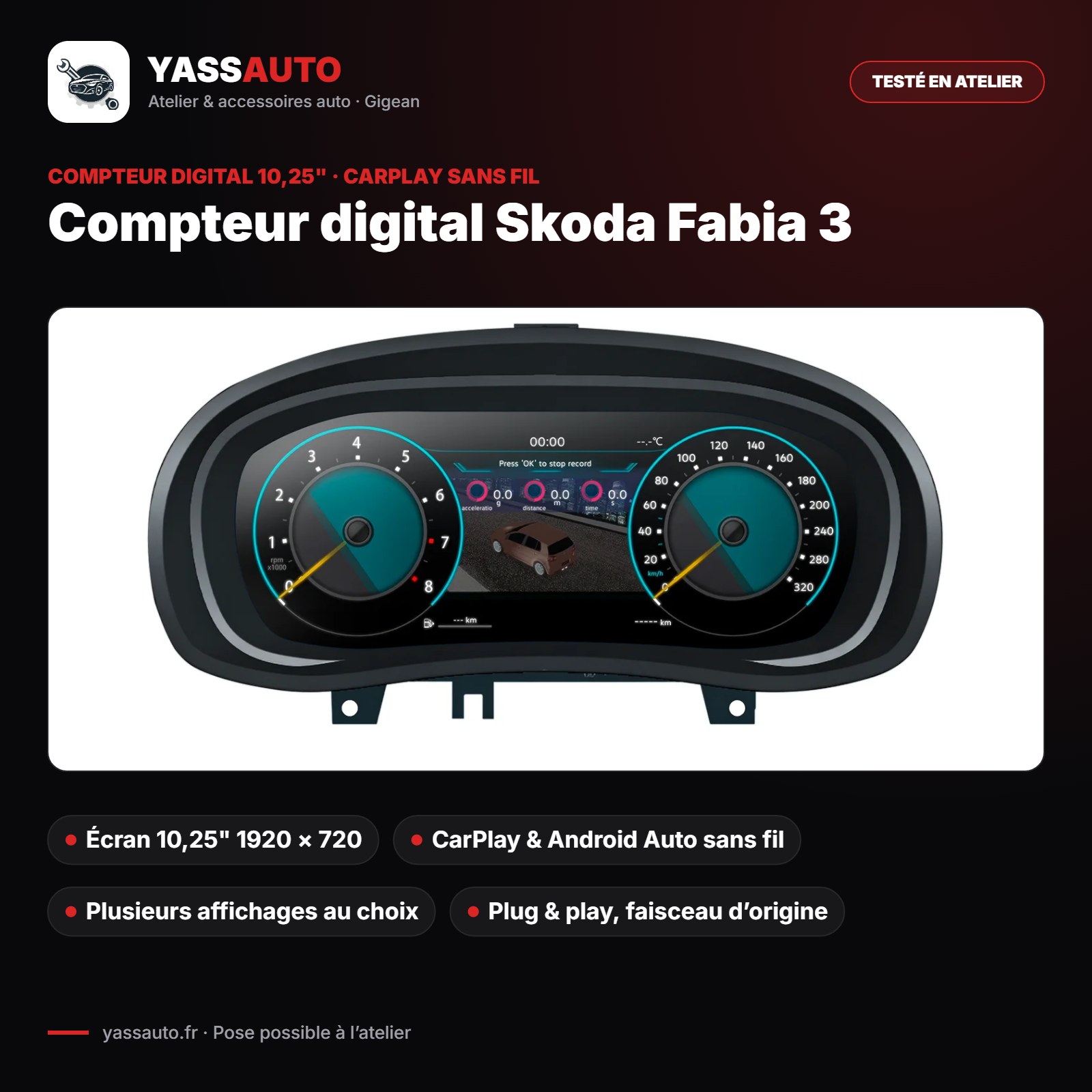 Compteur digital Skoda Fabia 3
