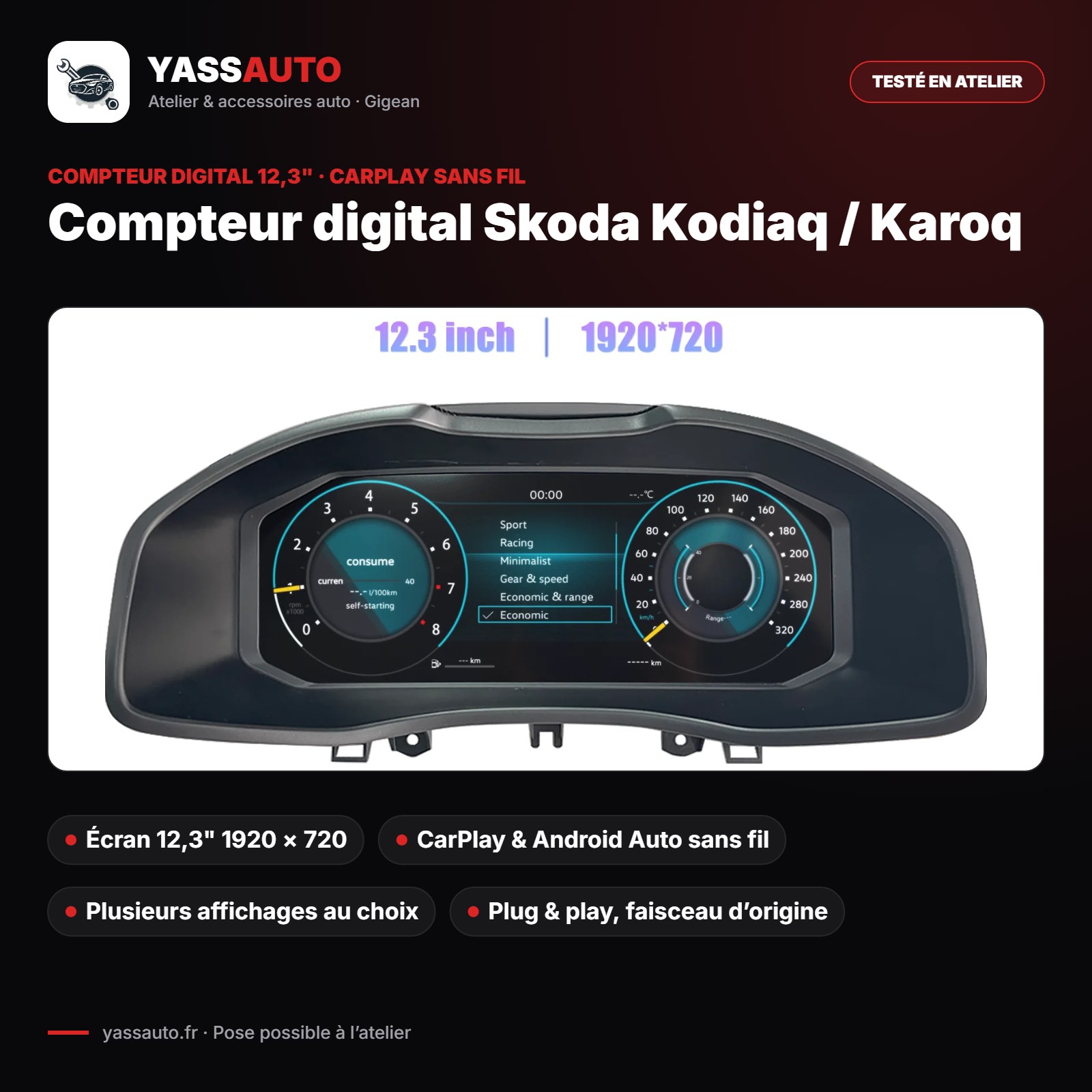 Compteur digital Skoda Kodiaq / Karoq
