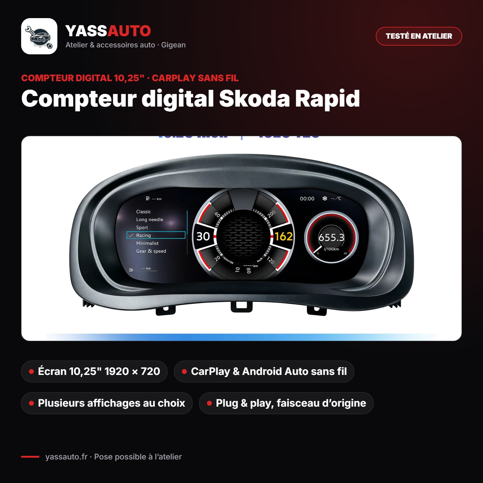 Compteur digital Skoda Rapid