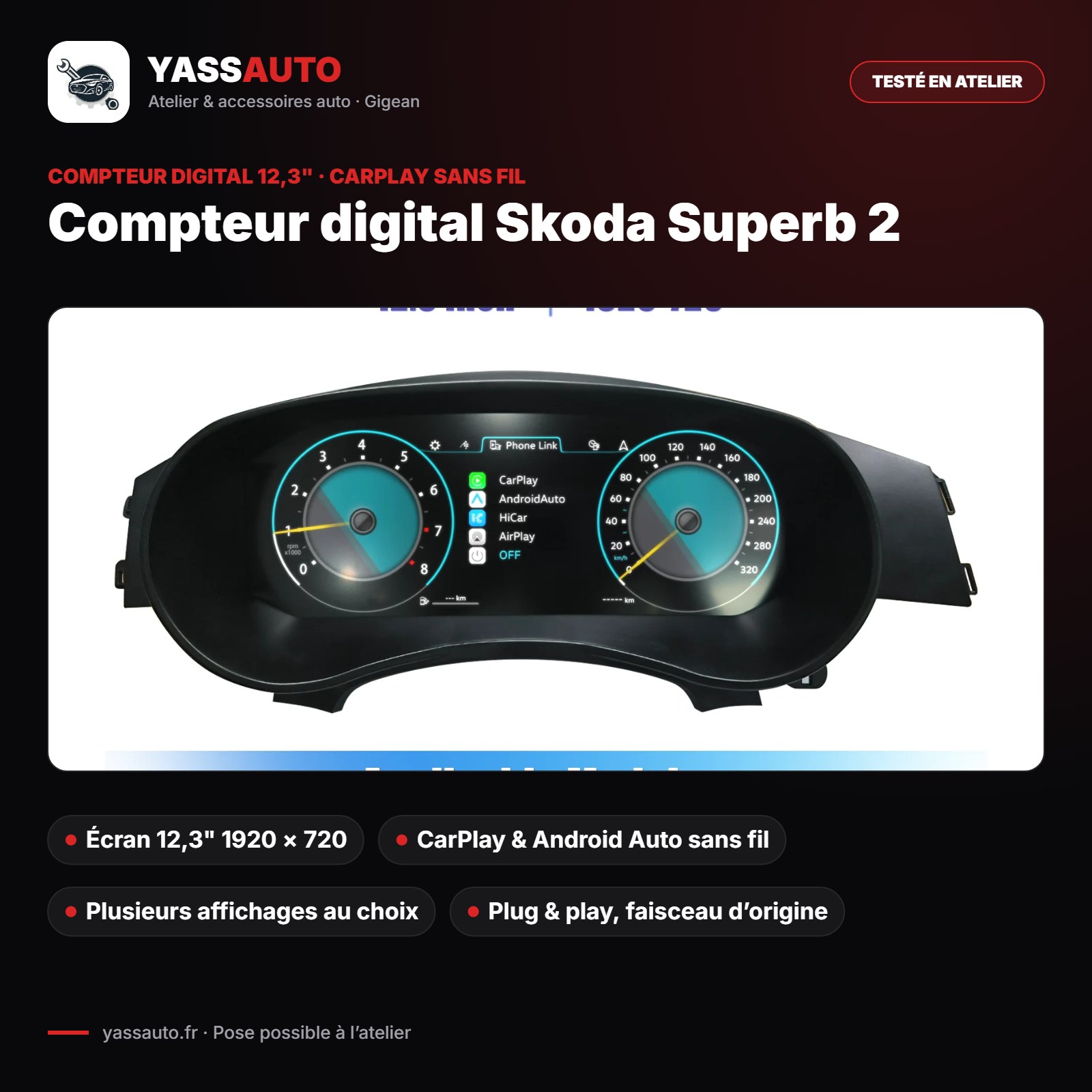 Compteur digital Skoda Superb 2