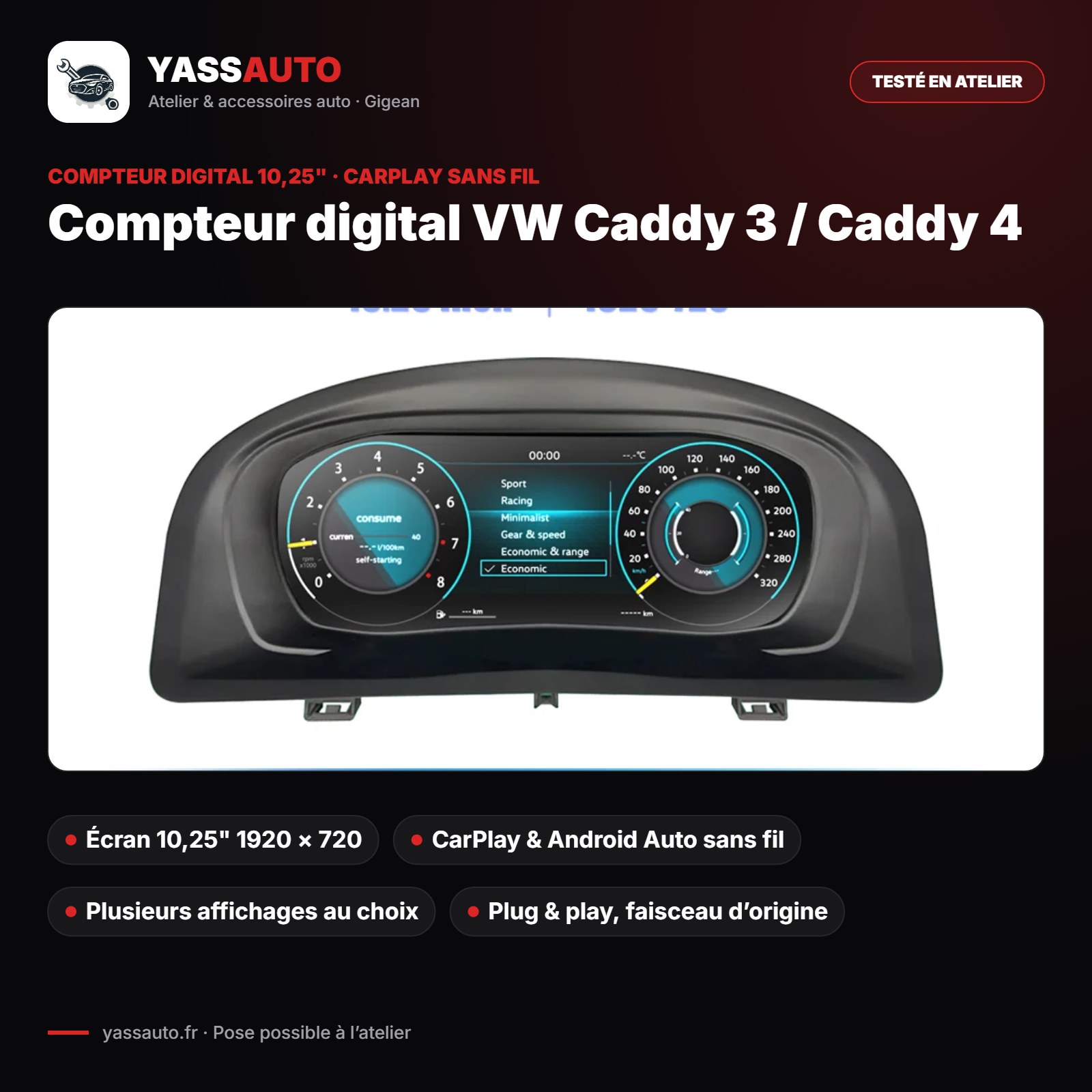 Compteur digital VW Caddy 3 / Caddy 4