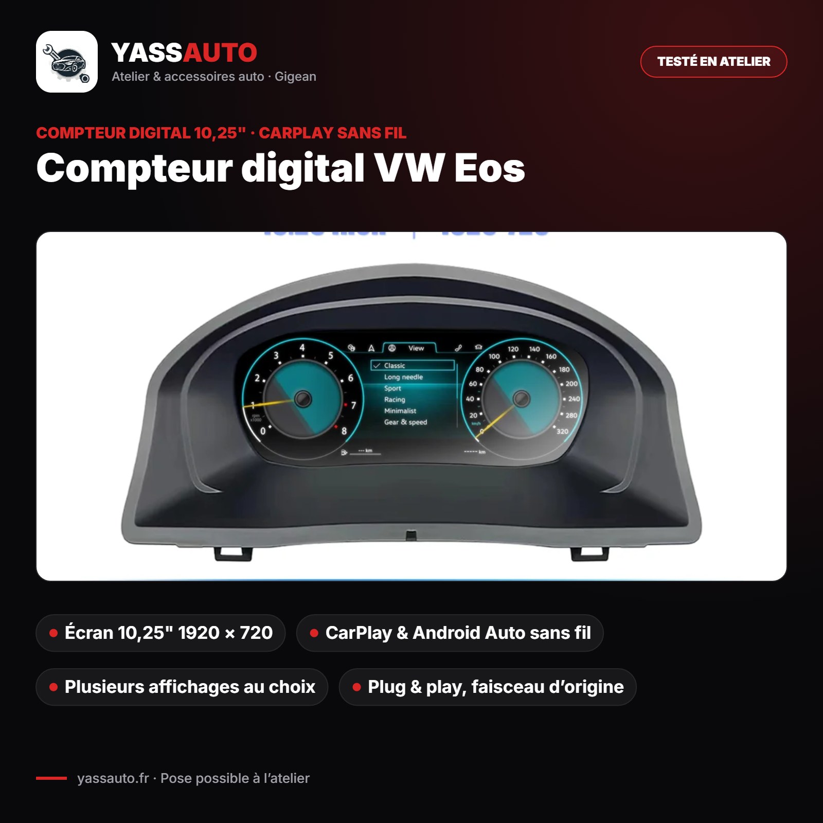 Compteur digital VW Eos