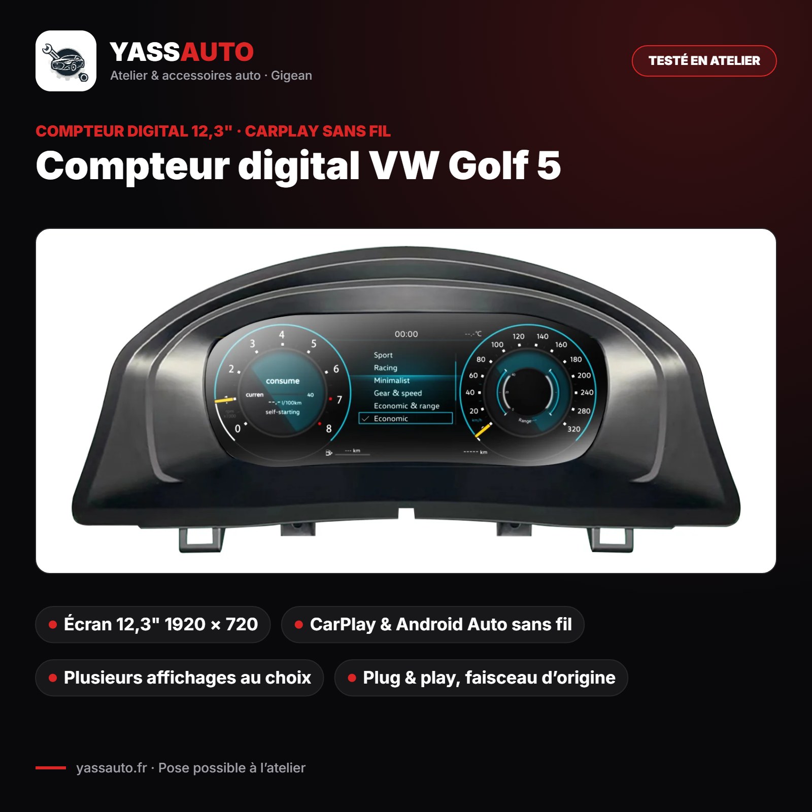 Compteur digital VW Golf 5