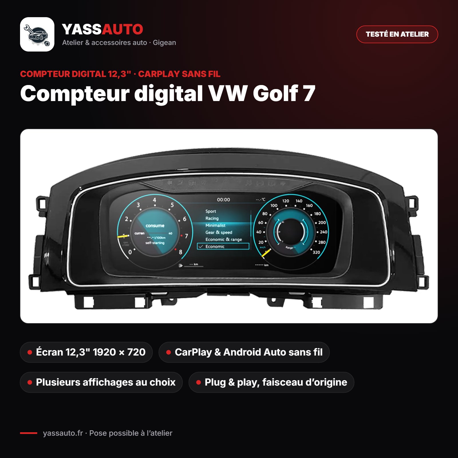Compteur digital VW Golf 7