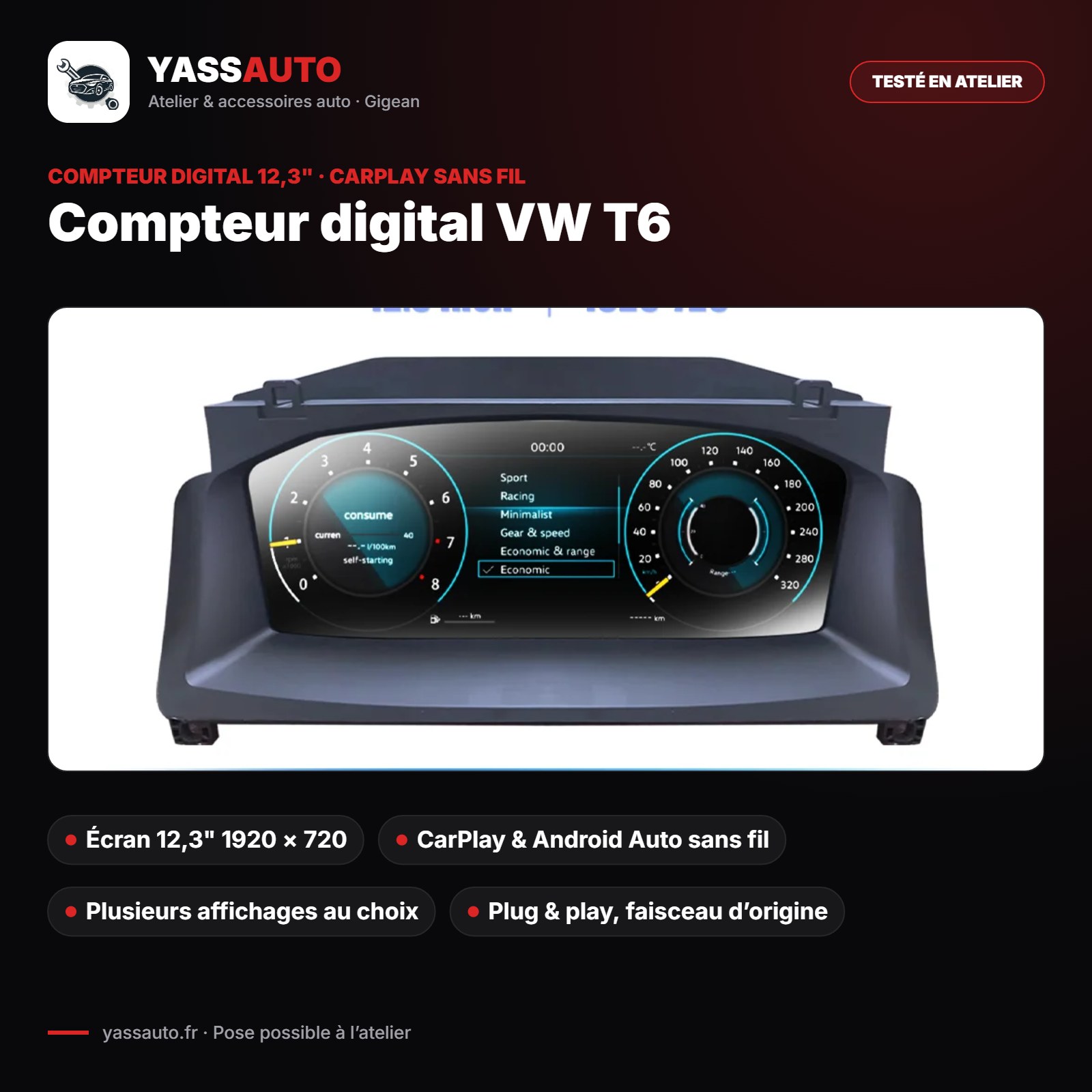 Compteur digital VW T6