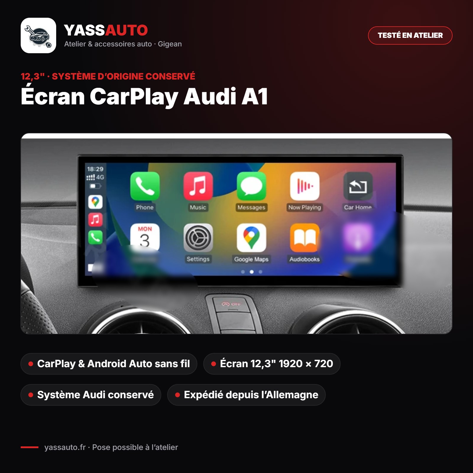 Écran CarPlay Audi A1