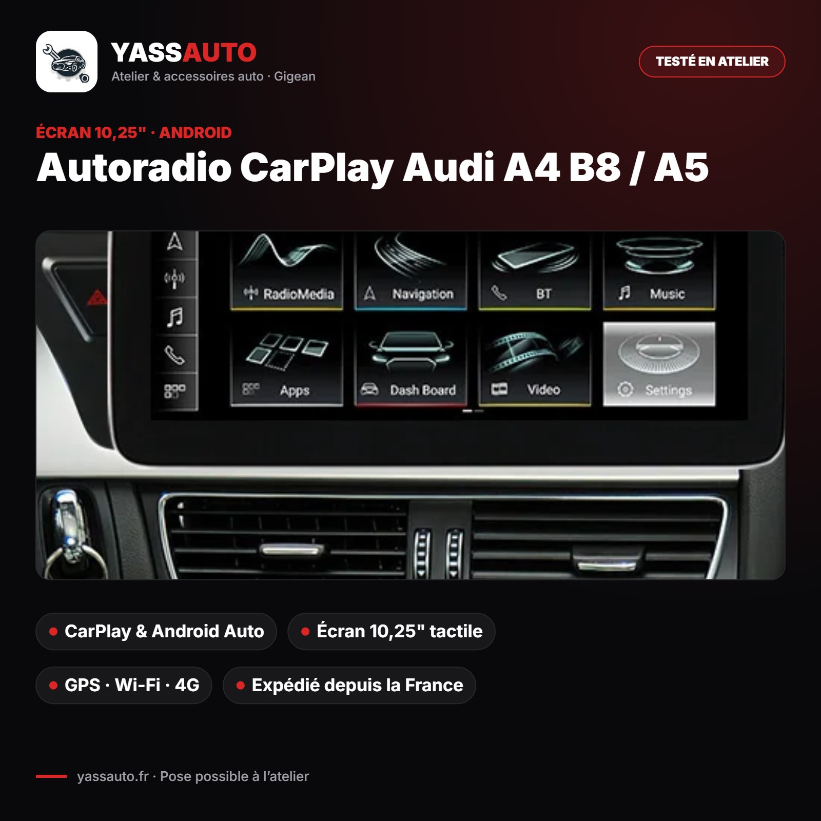 Écran CarPlay Audi A4 B8 / A5