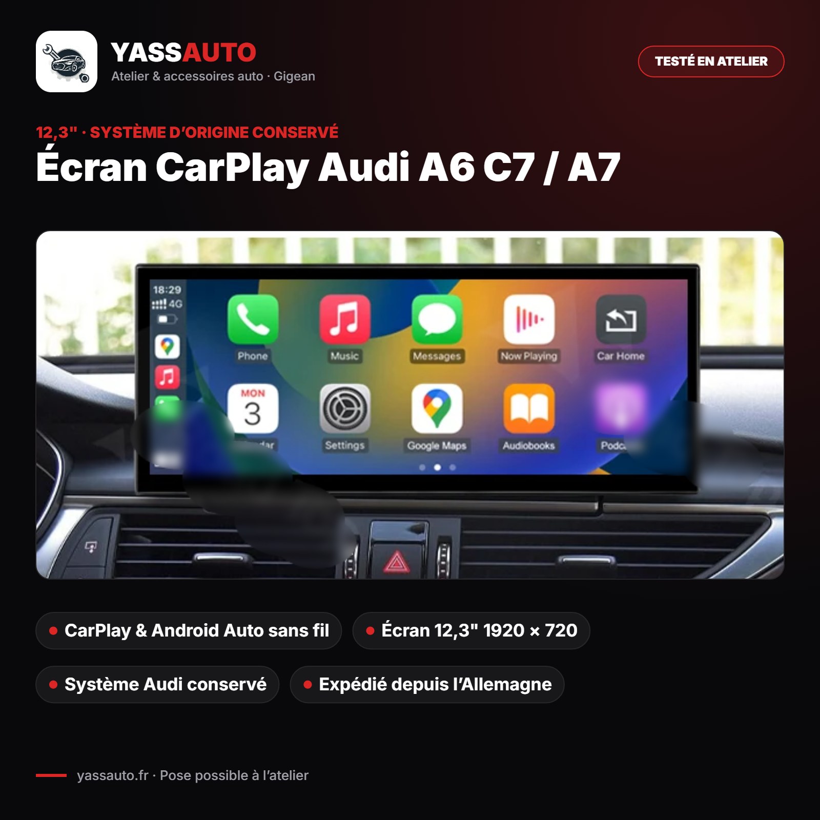 Écran CarPlay Audi A6 C7 / A7