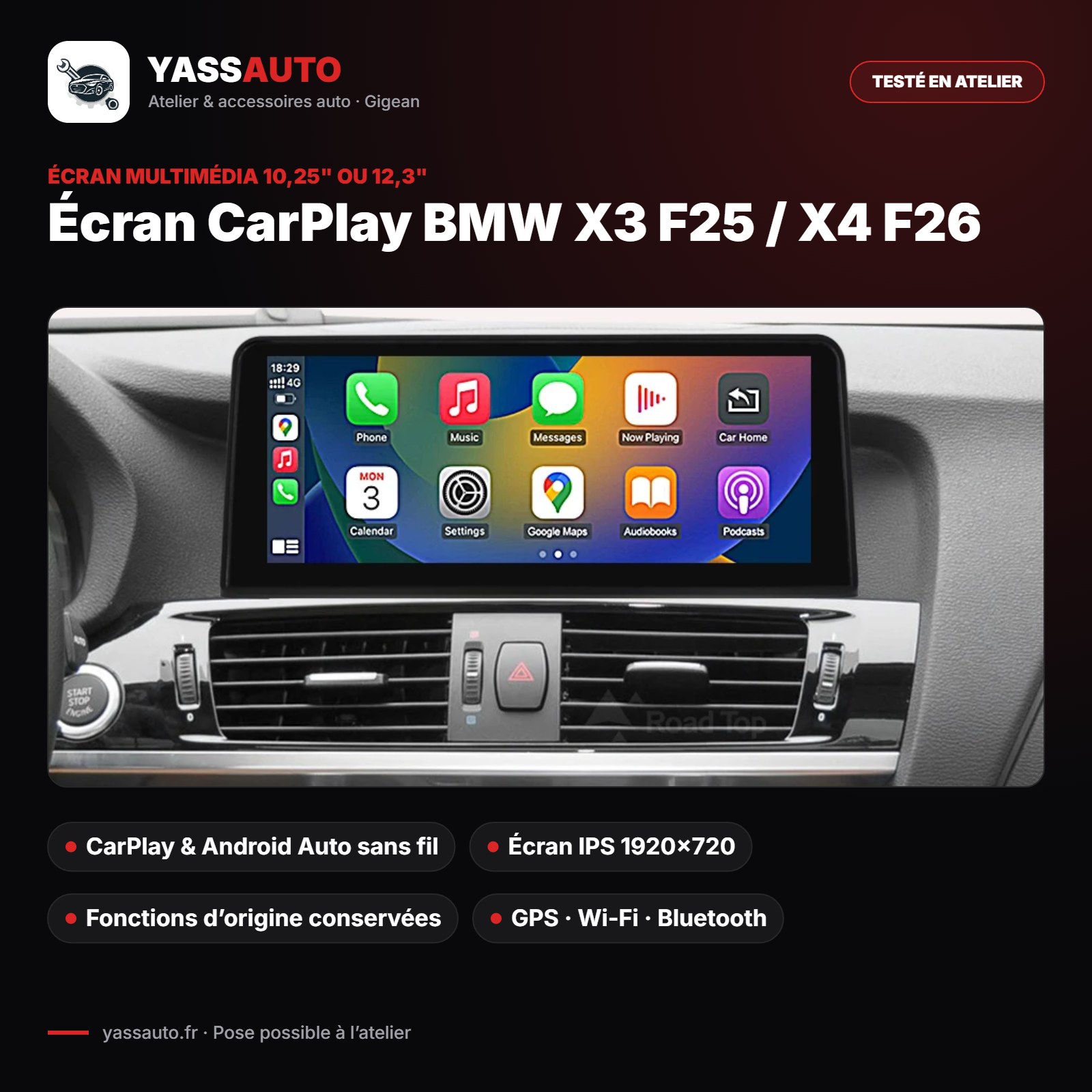 Écran CarPlay BMW X3 F25 / X4 F26