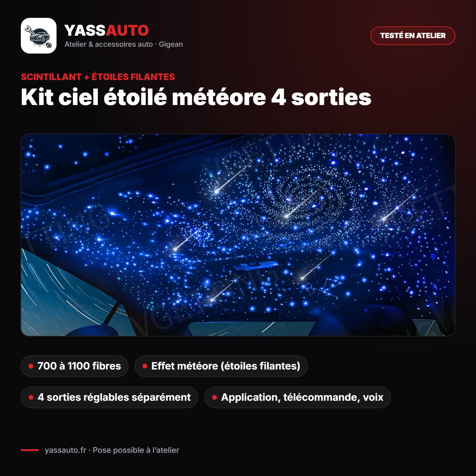 Kit ciel étoilé météore 4 sorties
