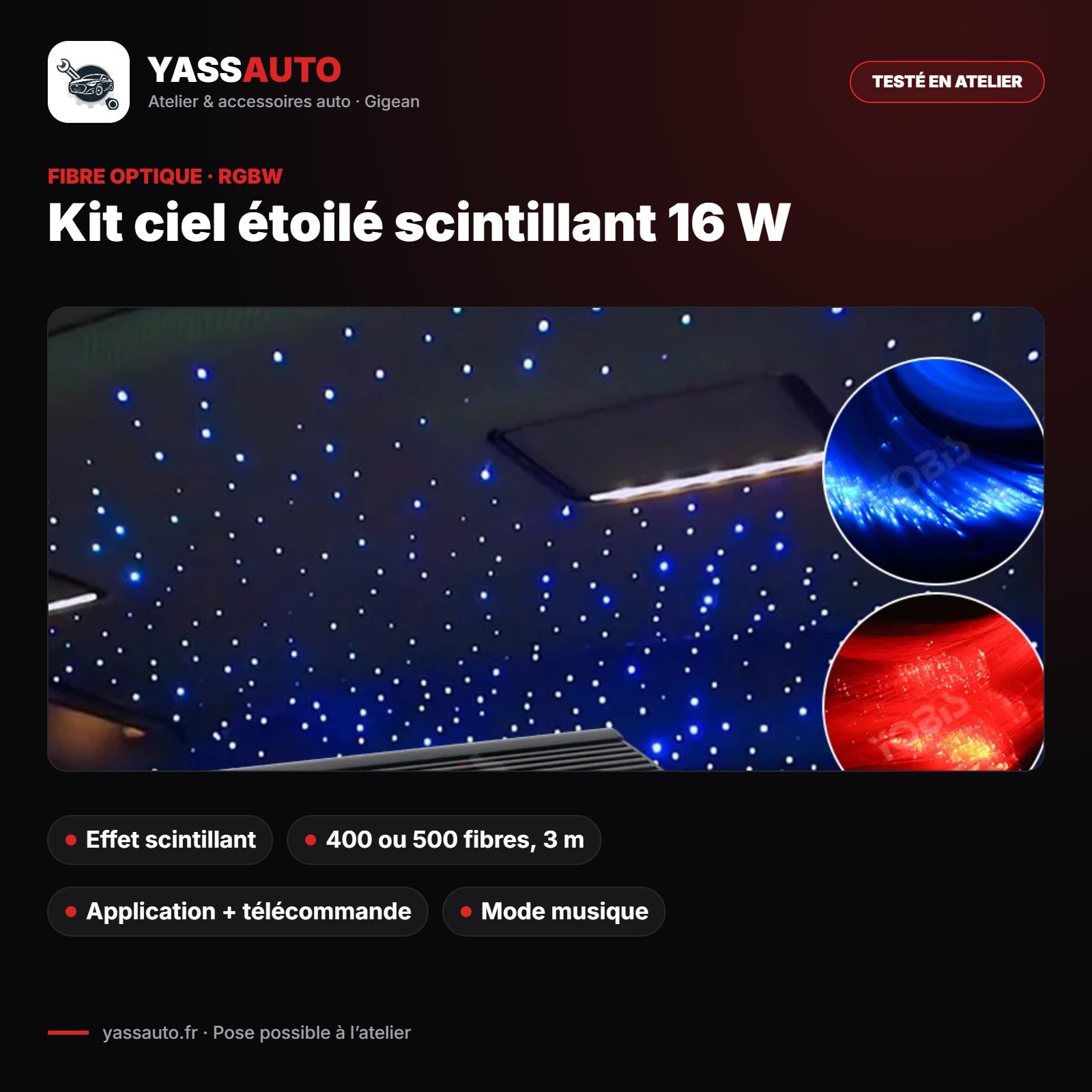 Kit ciel étoilé scintillant 16 W