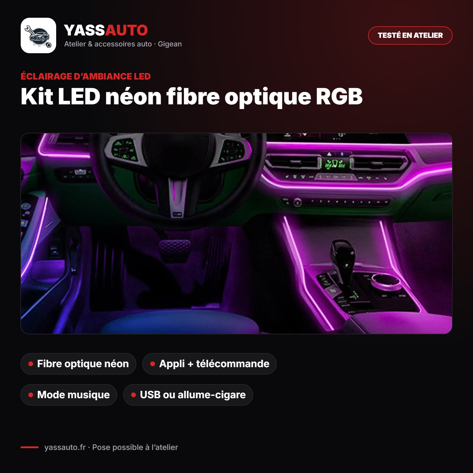 Kit LED néon fibre optique RGB
