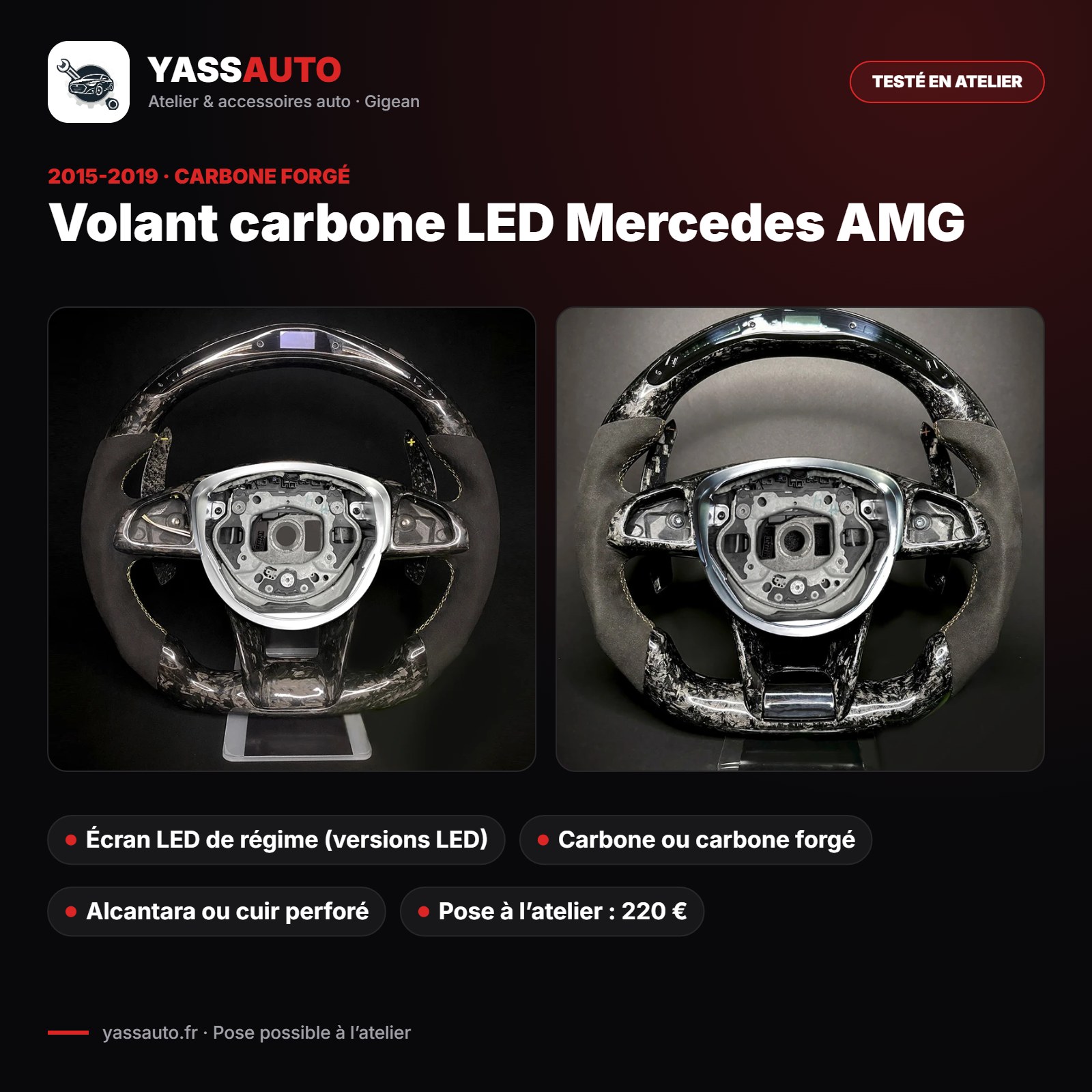Volant carbone LED Mercedes AMG