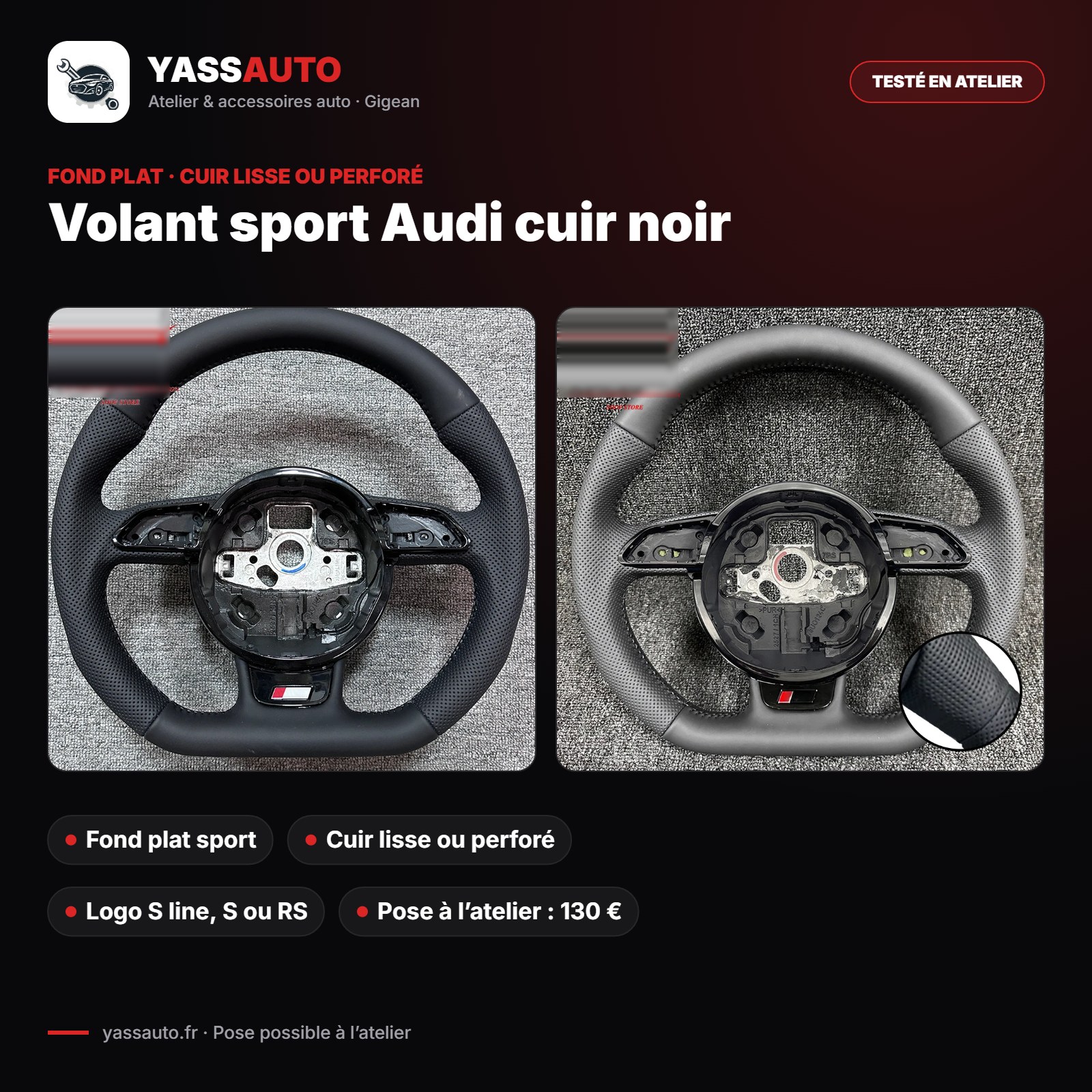 Volant sport Audi cuir noir